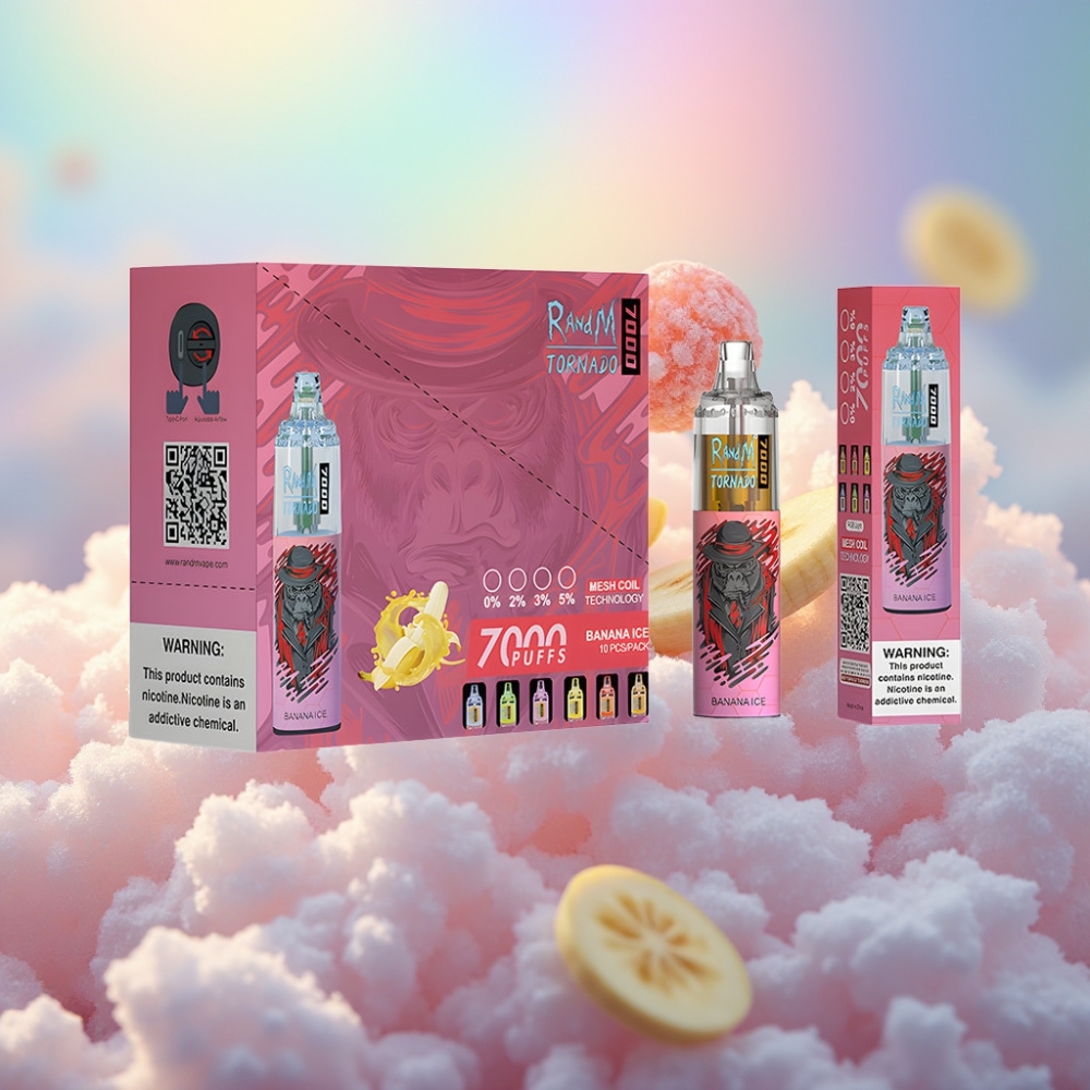 RandM Fumot Tornado 7000 Puhangud Ühekordselt Kasutatav Vape Banaanijää