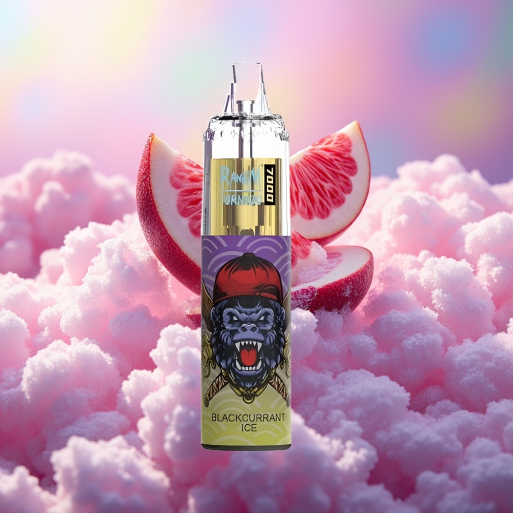 RandM Fumot Tornado 7000 Puhangud Ühekordselt Kasutatav Vape Mustsõstra-Jää
