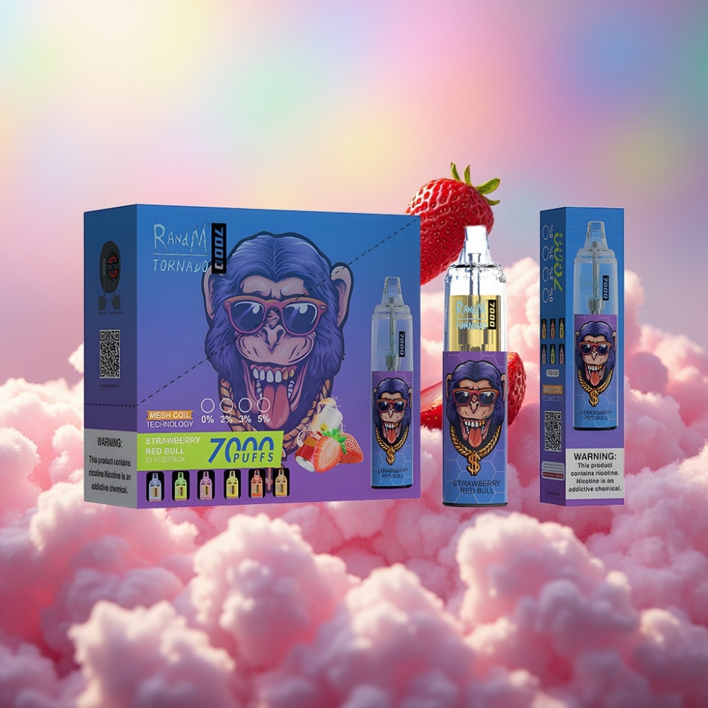 RandM Fumot Tornado 7000 Ühekordne Vape Maasikas-Red Bull