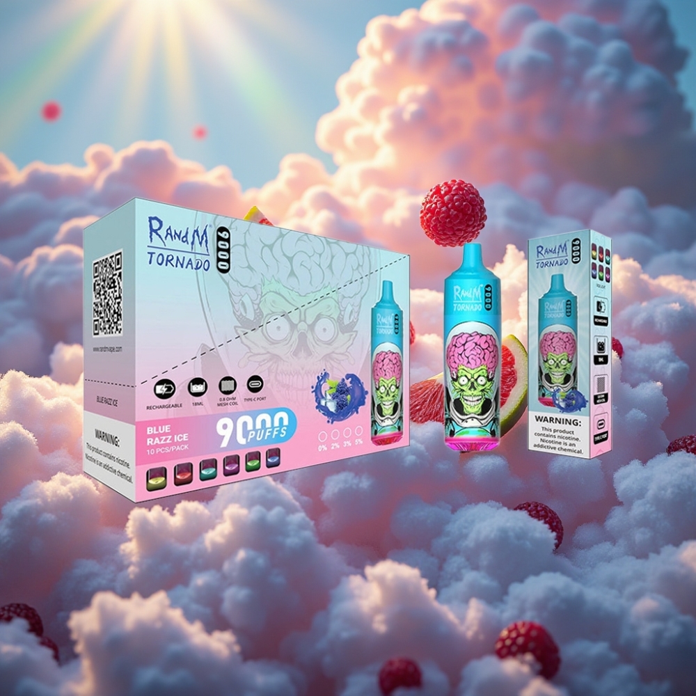 RandM Fumot Tornado 9000 Puffs Disposabelne Aurik Must Draakon Jää