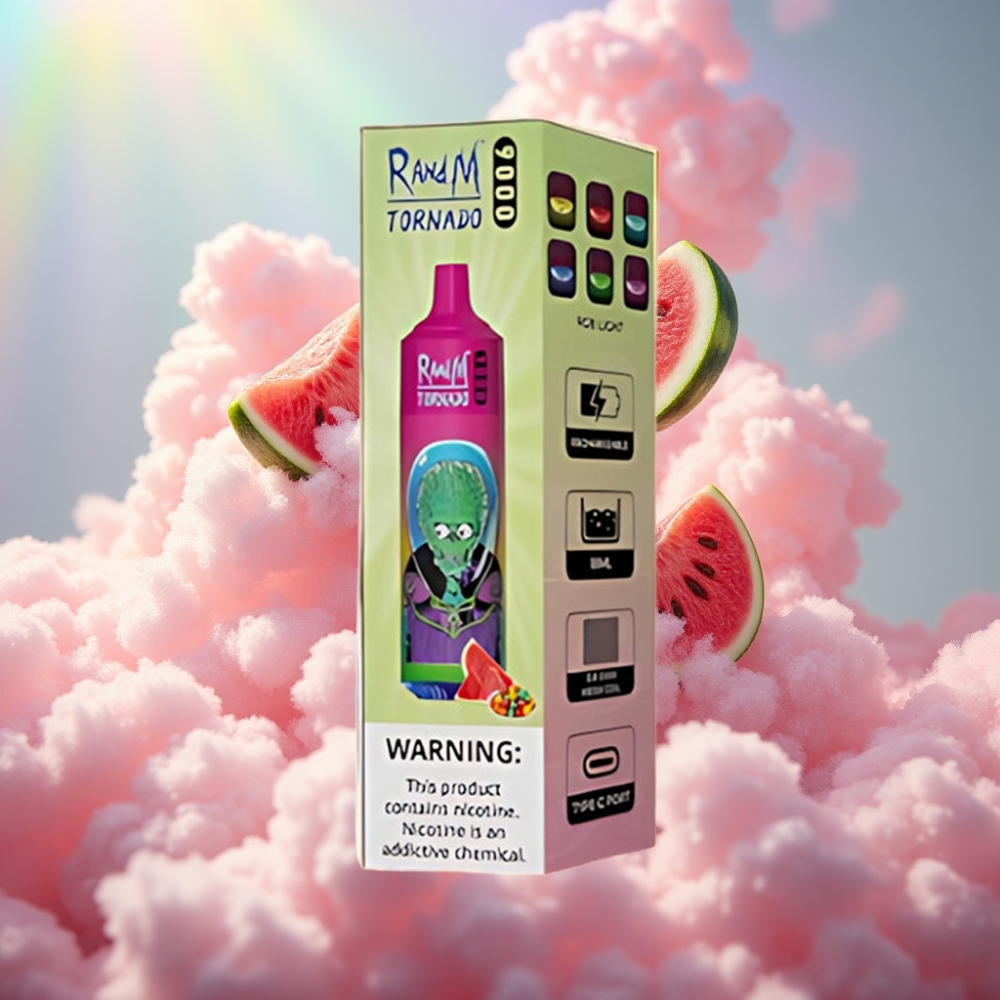 RandM Fumot Tornado 9000 Puffs Ühekordselt Kasutatav Vape 18 mL Vesimelon Mullikommi
