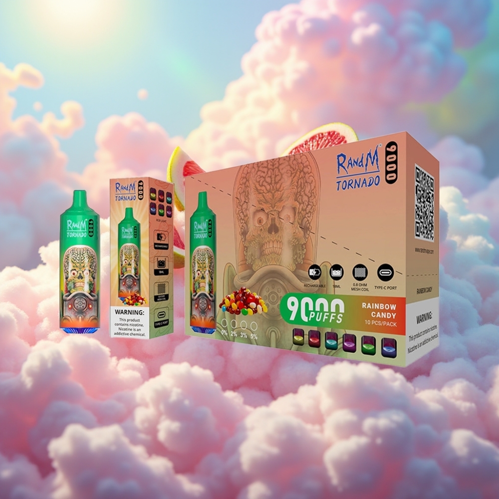 RandM Fumot Tornado 9000 Puffs Ühekordselt Kasutatav Vape Rainbowe Kommid