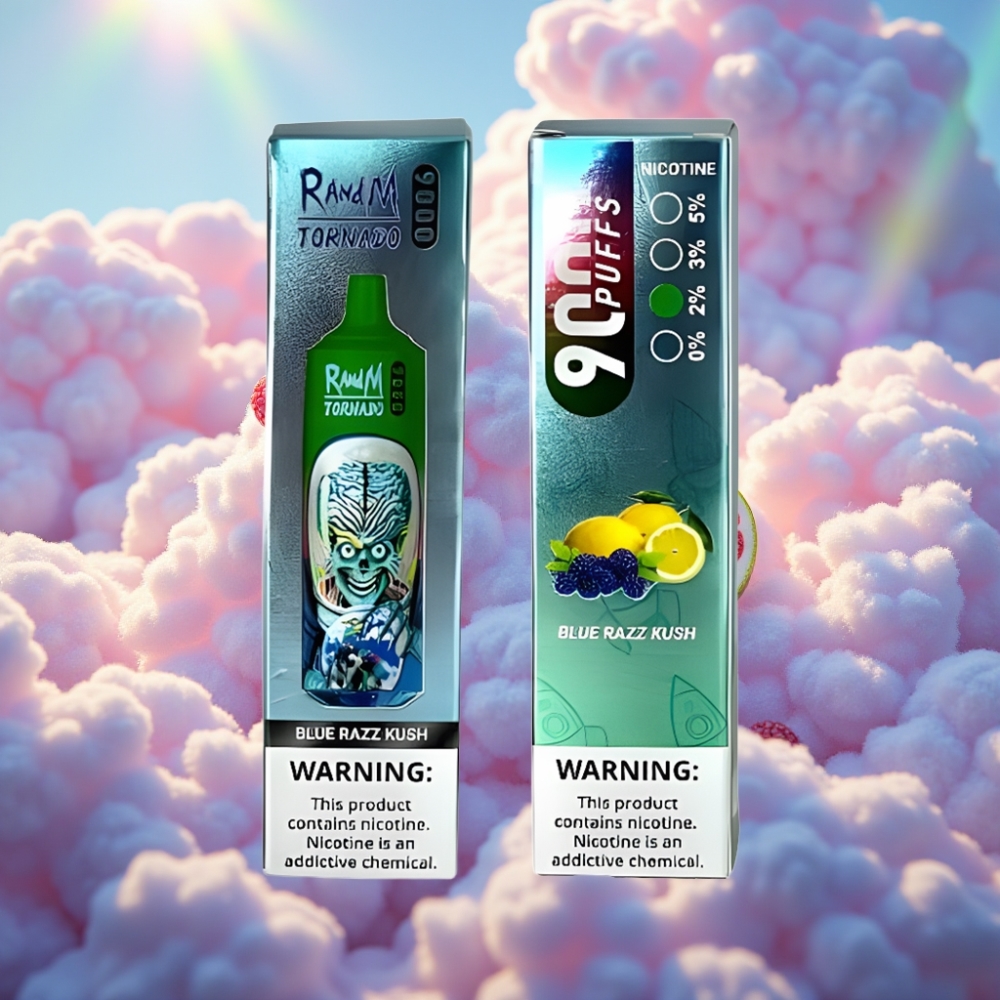 RandM Fumot Tornado 9000 Puffs Ühekordselt Kasutatav Vape Sinine Sõstar Kannabis