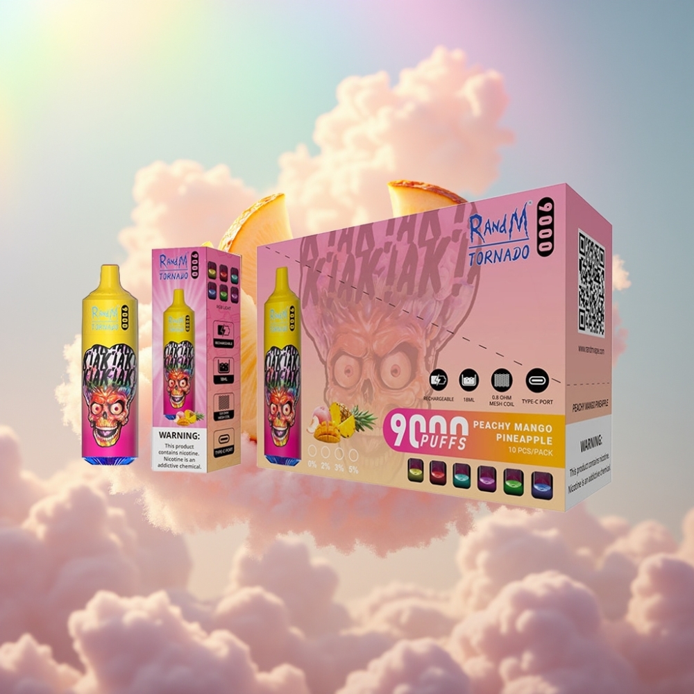 RandM Fumot Tornado 9000 Puffs Ühekordselt Kasutatav Vape Virsik Mango Ananass