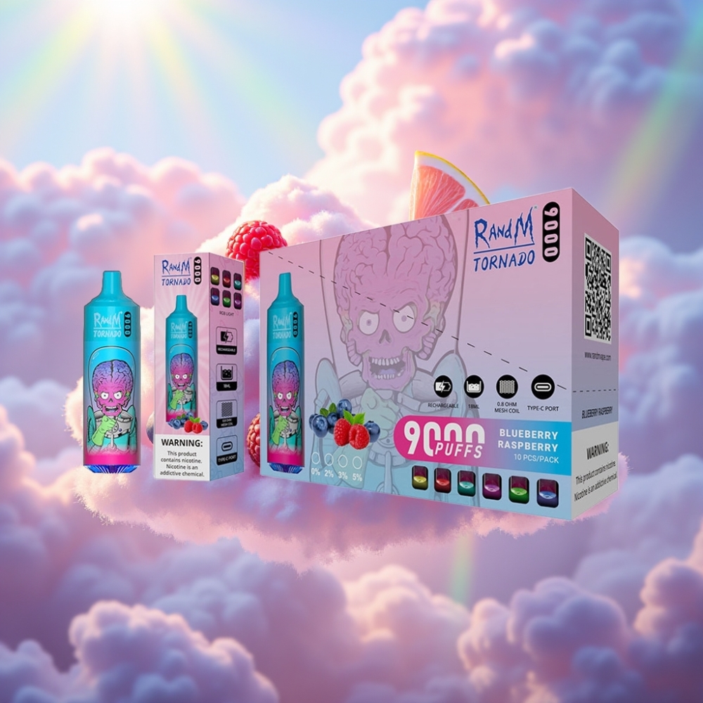 RandM Fumot Tornado 9000 Sööbud Disposabelne Vape Mustika Vaarika (850 mAh, 18 mL)