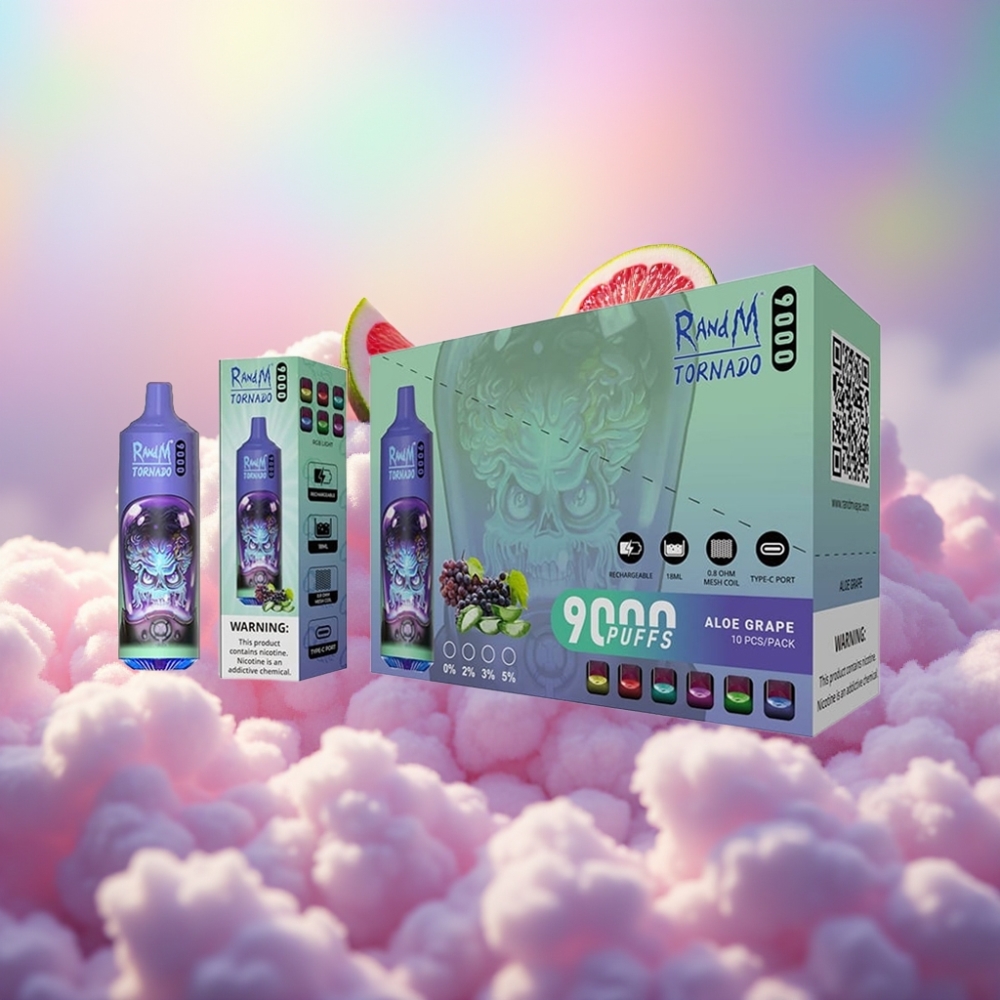 RandM Fumot Tornado 9000 Sõõmud (Aloe Viinamari) – 850 mAh, 18 mL, Võrgumähis, RGB Ekraan