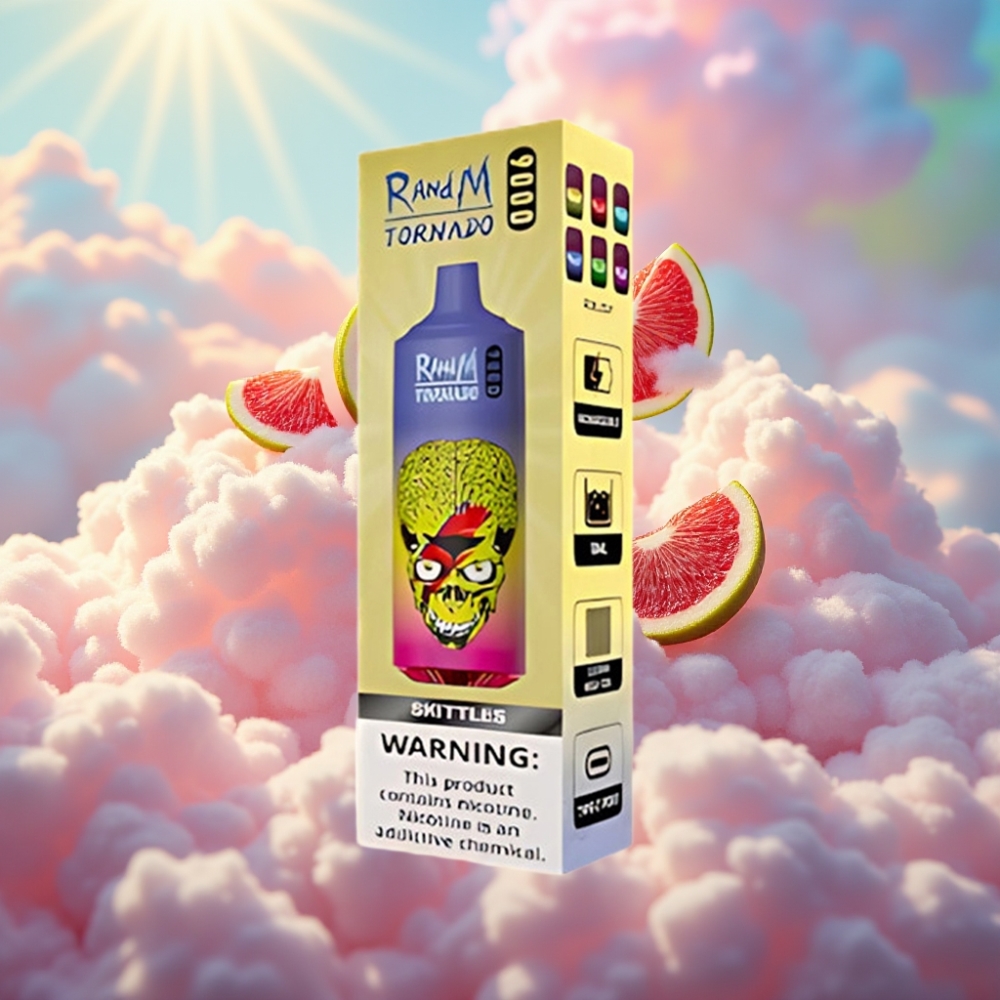 RandM Fumot Tornado 9000 Sõõmuga (Skittles Maitse) Disposabel Vape – 850 mAh, 18 mL, Mesh Coil, RGB Ekraan