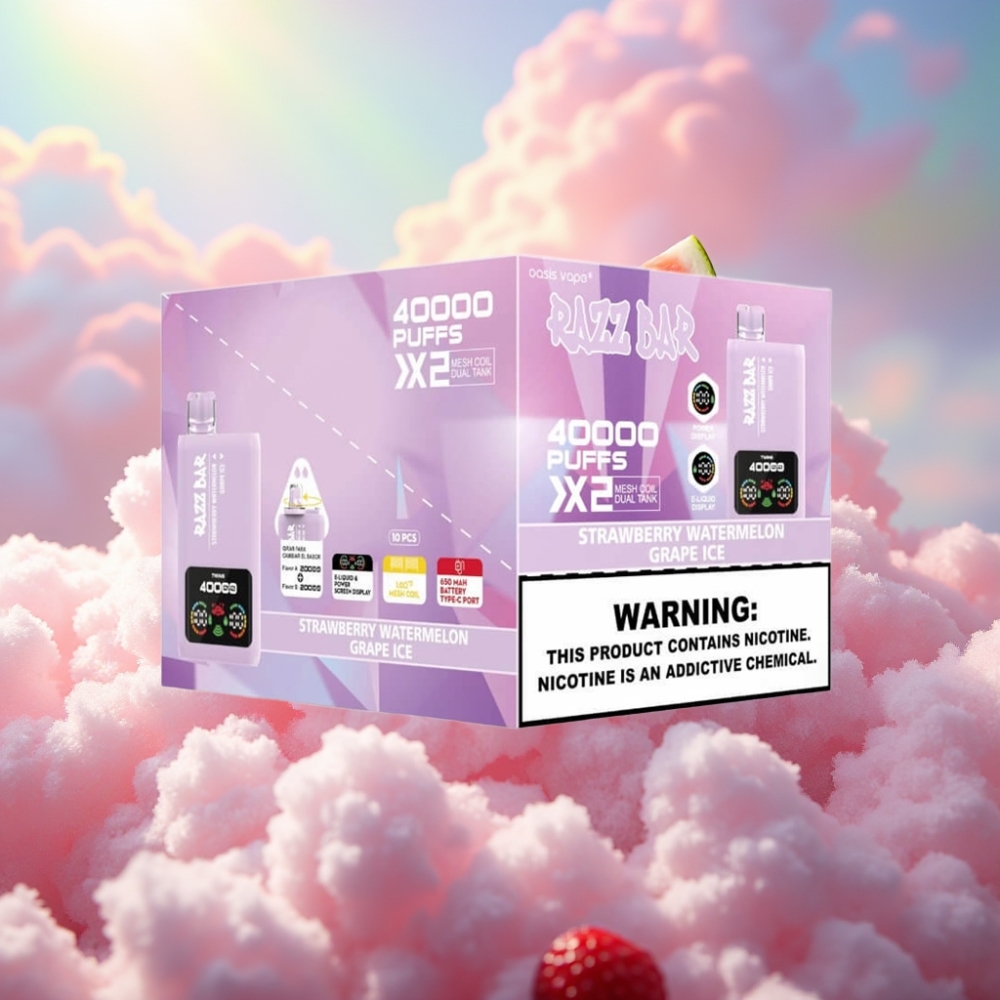Razz Bar 40000 Puffs Ühekordne Vape Maasikas-Arbuus & Jäälikööri