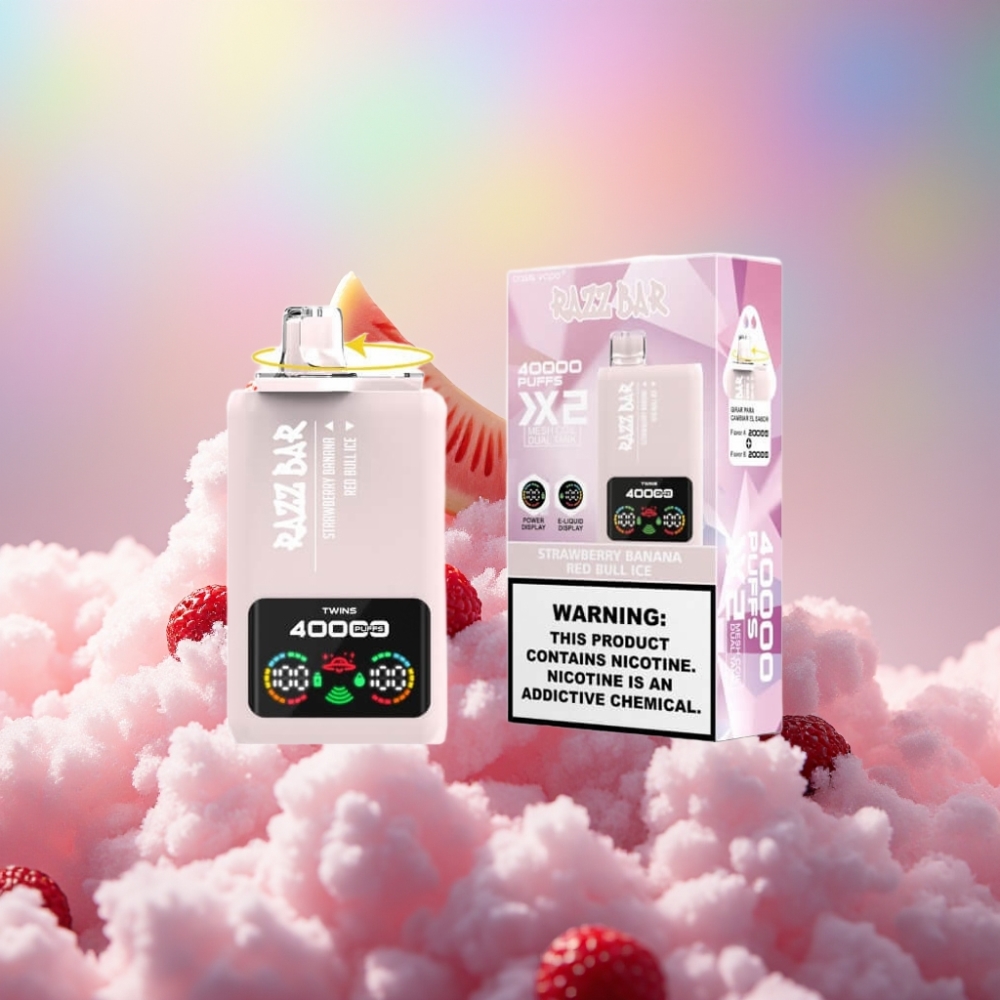 Razz Bar 40000 Sõnge Ühekordne Vape (Maasikas-Banaan & Red Bull Jää)