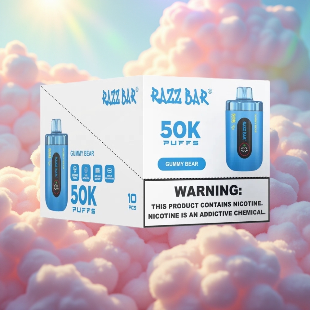 Razz Bar 50K Puffide Disposabel Vape Marmeladikaru Up to 50000 Puffs 1.0 Ohm Mesh Coil 650 Mah Akut Type-C Laadimine 2% Nikrotiinisisaldus
