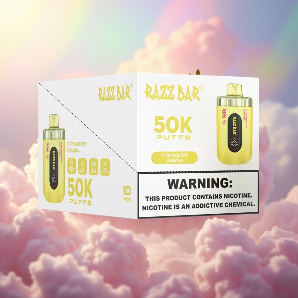 Razz Bar 50K Puffs Ühekordselt Kasutatav Vape Maasikas-Banaan