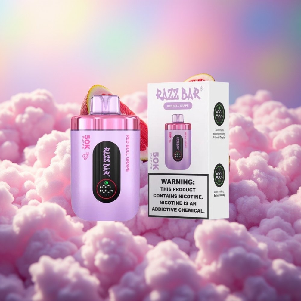 Razz Bar 50K Puffs Ühekordselt Kasutatav Vape Punase Veini Magus