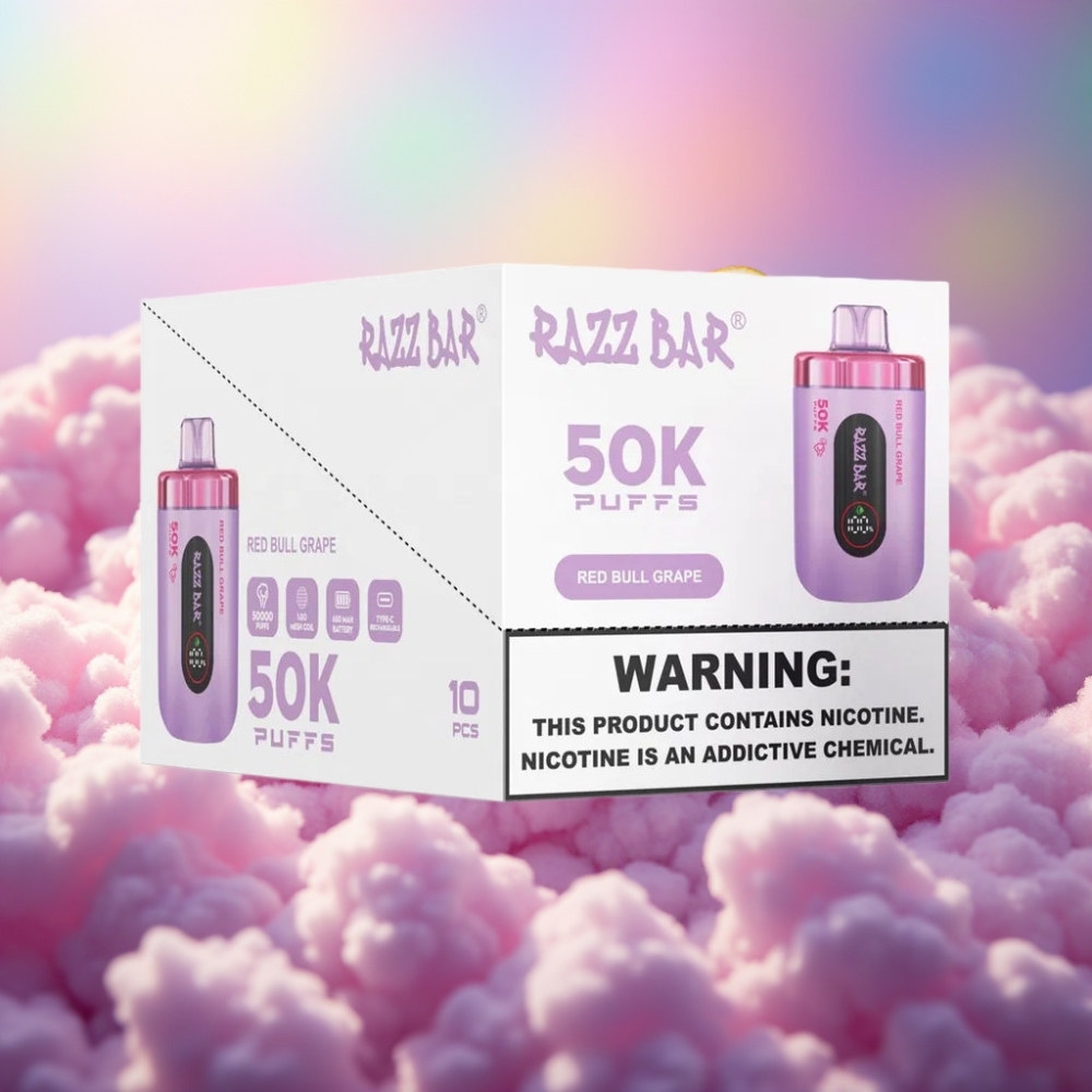 Razz Bar 50K Puffs Ühekordselt Kasutatav Vape Punase Veini Magus
