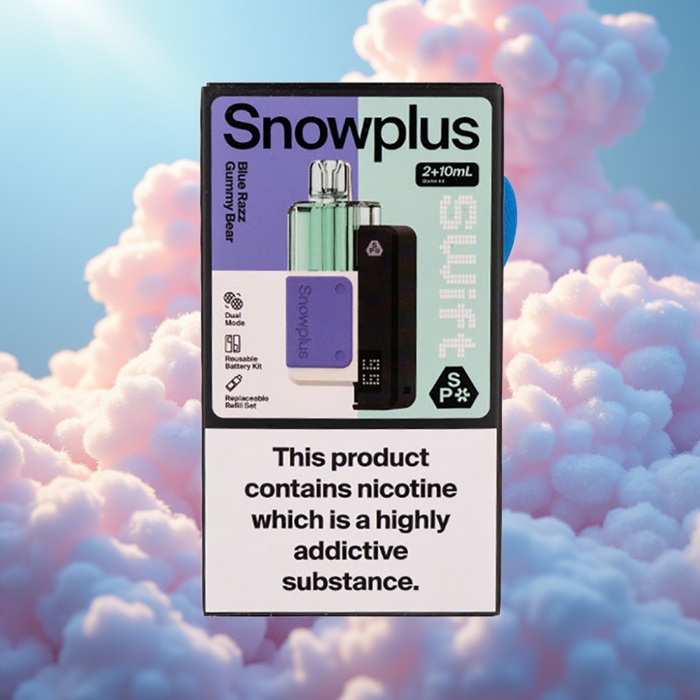 Snowplus Swift 5000 Puffs eelmääritud kaasaskantav komplekt (Dual Mesh, 1000 mAh, 2+10 ml, 2%) Sinine Rapsi Kommi Karu
